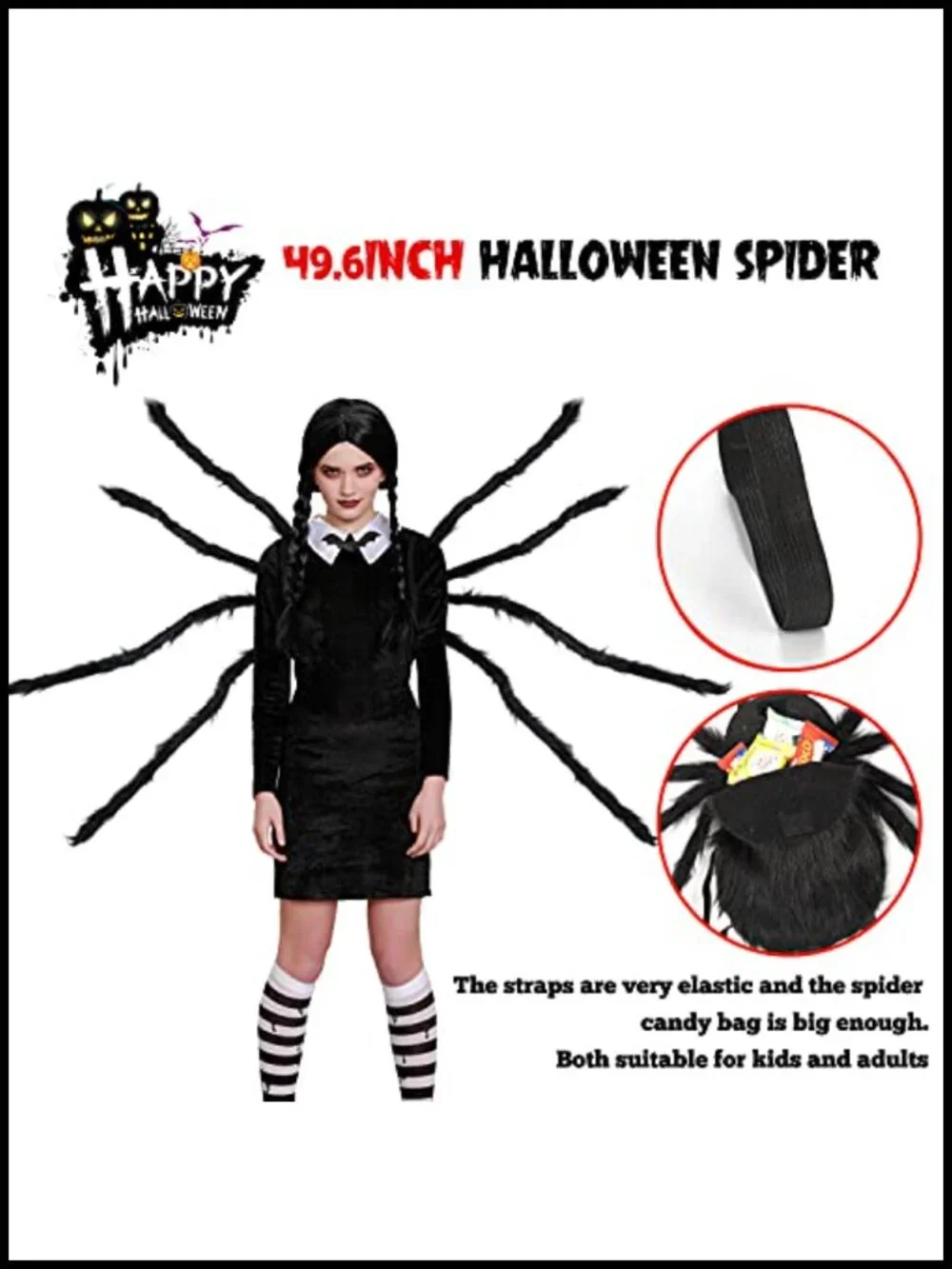 Giant Halloween Spider Costume with Candy Backpack - Kids Cosplay Prop
